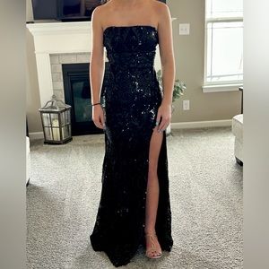 black prom dress with a open back